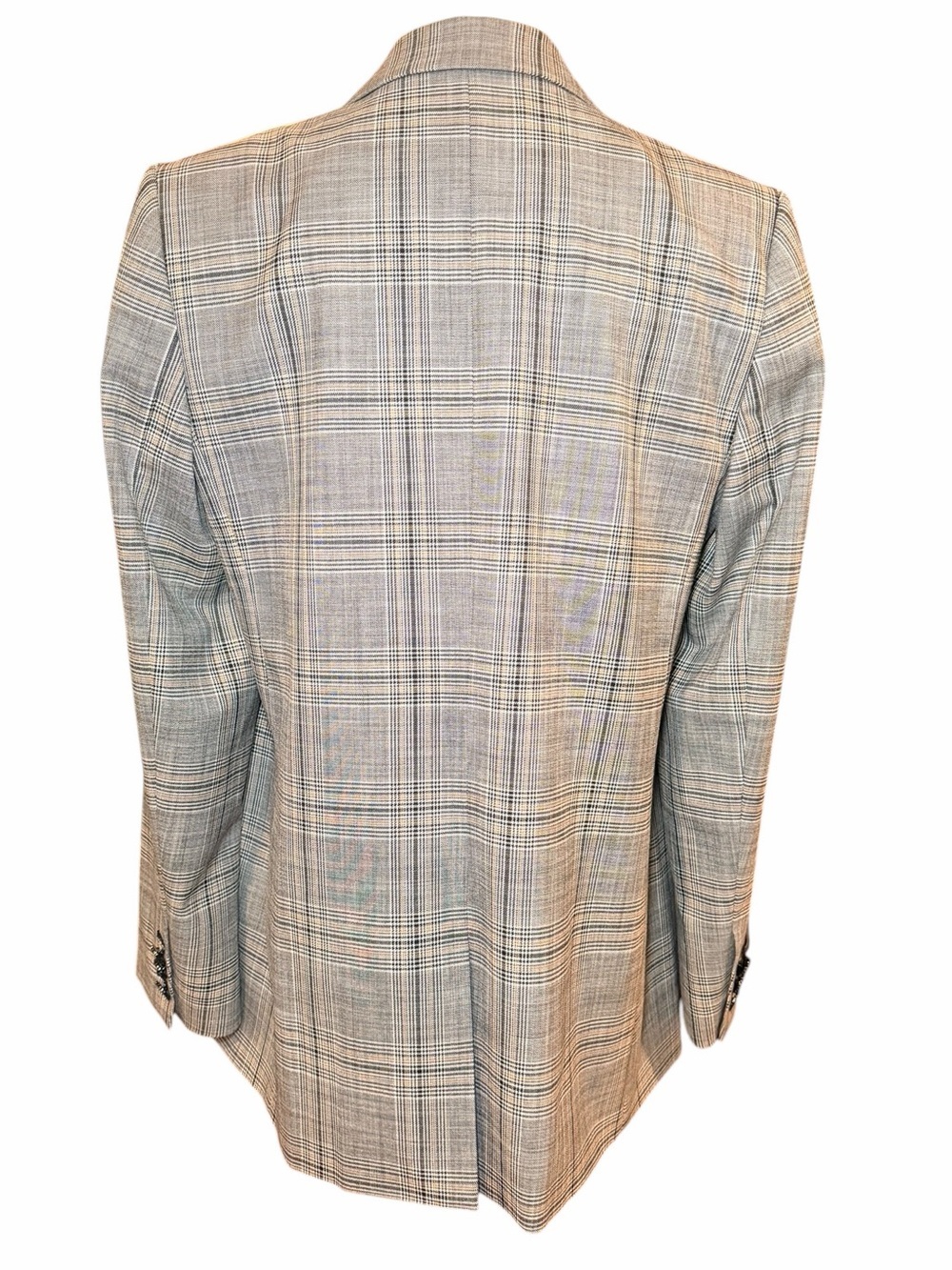 Karl Lagerfeld Paris Plaid Blazer Jacket Almond Multi Notch Collar Sz 14 - Picture 4 of 11